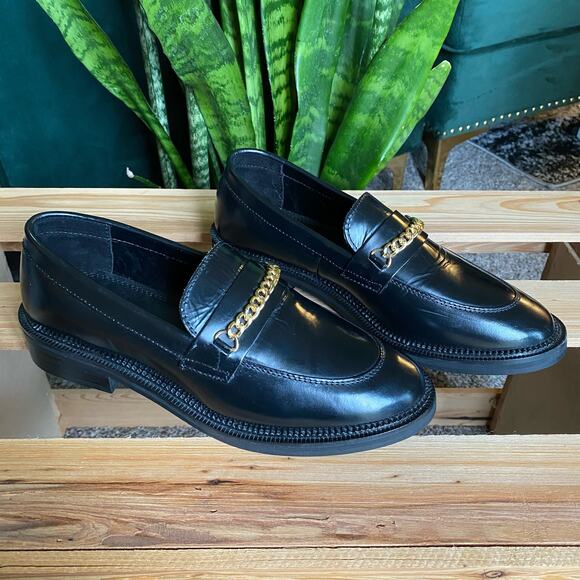 ASOS black chunky loafer with gold chain size 6 - Picture 2 of 7